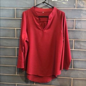 Maroon blouse size large cinch able sleeves